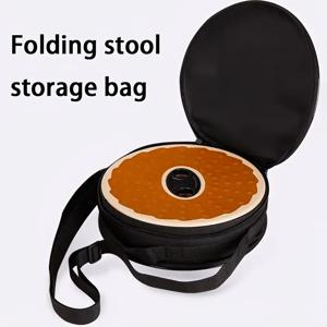 TEMU 블랙 원형 수납 가방, 접이식 스툴 백팩 - 블랙 및 베이지 색상의 내구성이 뛰어나며, 편안한 쿠션을 갖춘 원형 좌석이 특징이며, 휴대성과 공간 절약을 위해 설계되었으며, 원형 물품 보관에 이상적이며, 야외 활동에 적합합니다.|캠핑의자