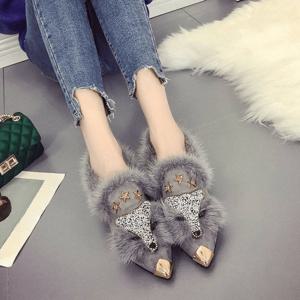 TEMU 새해 및 크리스마스 테마 자수 디자인 튼튼한 뾰족토 플랫 슬립온 로퍼, 스타일리시하고 따뜻한 플리스 안감의 슬립온 여성용 트렌디 로퍼|단화