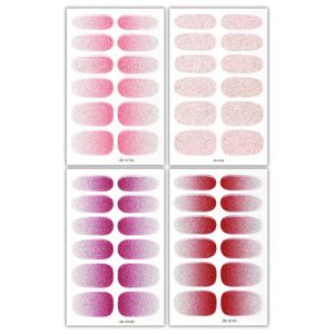 TEMU 4장 그라데이션 네일 폴리쉬 스트립 - 반짝이는 자가 점착 풀 커버 네일 스티커 (네일 파일 포함), 오래 지속되는 여성용 매니큐어 & 판타지 테마, 네일 아트 용품, 네일 아트 장식