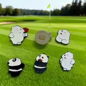 TEMU 사랑스러운 곰돌이 골프공 마커 5개 세트 - 마그네틱 클립 포함 - 튼튼한 메탈 구조, 골프 애호가를 위한 재미있는 골프공 위치 표시기 - 골프 장비