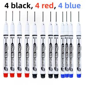 TEMU 12개입 긴 니브 마커, 30mm 깊은 구멍 정밀 - 빨간색, 검은색, 파란색, 초록색, 흰색 잉크 펜, 목공, 욕실 장식 및 플라스틱, 나무 공예에 적합