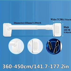 TEMU 1팩 현대적 스타일 스프링 텐션 로드, 조절 가능한 금속 확장 로드, 발코니, 침실 옷장 및 욕실용 - 화이트 마감|커튼봉|샤워커튼