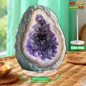 TEMU 2D 플랫, 원피스 회전식 2D 플랫 아크릴 데스크탑 장식 - 생생한 집을 위한 전기 불필요, 생생한 보라색 자수정 기도 조각 WUDAO NN04356