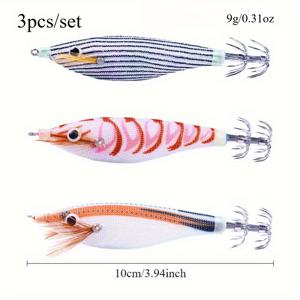 TEMU Avlcoaky 3개/세트 10cm/9g 새우 낚시 루어 발광 오징어 징 훅 새우 루어 인공 하드 베이트