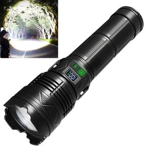 TEMU 강력한 충전식 LED 손전등, 1000M 장거리 랜턴, 초고휘도 4999 루멘, USB 충전, 6단 조절 가능, ABS 재질, 18650 리튬 배터리, 야외, 크리스마스, 할로윈, 일상 사용에 적합|후레쉬