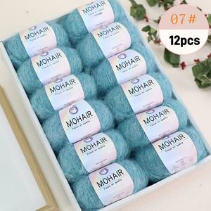 TEMU 알파카 모헤어 실 12다발 - DIY 뜨개질 및 코바늘용 - 스카프, 목도리, 스웨터, 상의, 재킷, 장갑, 양말 등 | 고급스러운 질감 | 부드럽고 따뜻하며 편안함, 보풀 방지, 총 300g, 12다발 * 25g|뜨개실