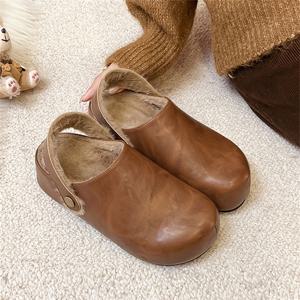 TEMU 여성 캐주얼 플란넬 안감 따뜻하고 편안한 슬립온 아웃도어 | 미끄럼 방지, 플랫폼 힐, 단색, 겨울 시즌, 합성 인조 가죽 갑피