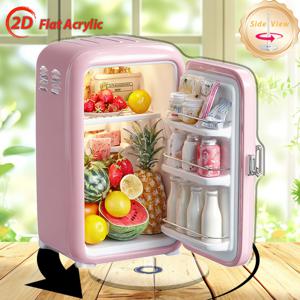 TEMU 2D 플랫, 1개 미니 냉장고 스낵 선반 포함 - 컴팩트 아크릴 소형 냉장고, 사무실, 기숙사, 방에 적합 - 귀여운 핑크 미니어처 냉장고, 회전문, 공간절약형 디자인, 2D 플랫발렌타인, 카니발, 라마단, 이스터, 웨딩, 선물