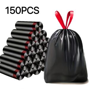 TEMU 150개 두꺼운 누출 방지 드로스트링 쓰레기 봉투, 가정, 사무실, 주방, 욕실, 야외 및 상업용으로 적합 - 및 과 호환, 주방 쓰레기 처리, 안전한 드로스트링 잠금, 냄새 방지 소재