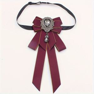 TEMU 유럽 및 미국 스타일 보석 장식 보우 타이 칼라 액세서리, 데일리룩에 완벽