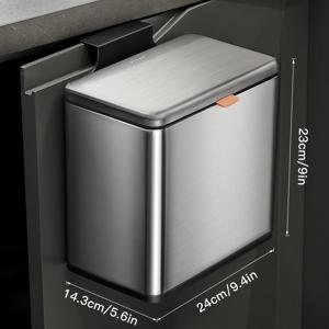 TEMU 냄새를 막는 뚜껑이 있는 스테인레스 스틸 직사각형 주방 캔 1개, 싱크대 아래 공간 절약형 콤포스트 바인, 쉽게 청소할 수 있는 현대적인 디자인, 전기 필요 없음, 2가지 색상 선택 가능|싱크대