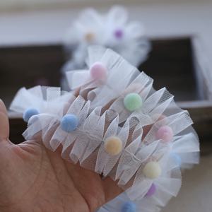 TEMU 폼폼 장식이 있는 부드러운 플러시 리본 - 길이 36인치, 폭 1.97인치 - 공예 및 장식에 적합한 부드러운 러플 레이스 엣지 - 핑크 마카롱 색상 스킴 - 1롤/1야드 - 재료: 패브릭