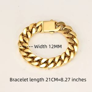 TEMU 스테인리스 스틸 핸드 폴리쉬 마이애미 크립토 쿠바 체인. 12mm 진공 힙합 목걸이 팔찌, 남녀 선물용