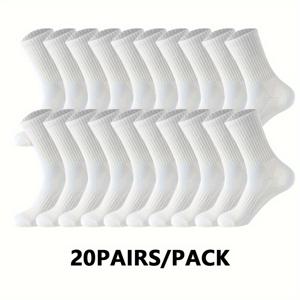 TEMU 10/20켤레 남녀공용 미드 카프 양말, 단색, 부드럽고 편안한 니트 원단, 봄, 여름 야외 스포츠 (러닝, 하이킹, 사이클링)에 적합
