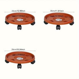 TEMU 3개입 무거운 분리형 플랜트 스탠드 (바퀴 포함), 벽돌 레드 두꺼운 레진 화분 트레이, 실내 및 실외 정원 가꾸기에 적합, 발코니 정원 도구, 야외 화분.|화분받침대