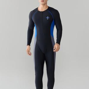 TEMU 2025년 남성용 원피스 운동복 패션 수영복 (단색 및 프린트 레터 장식), 긴소매 및 바지 디자인, 스포츠 및 레저용, 슬림핏을 위한 높은 탄성, 패딩 포함, 봄 및 여름 해변 휴가에 적합