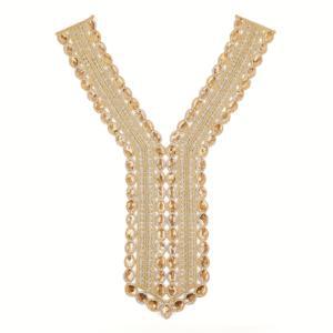 TEMU 드레스, 상의, 웨딩드레스, 무대 의상용 골든 스팽글 레이스 아플리케 칼라 - 반짝이는 스팽글이 있는 꿰매기 쉬운 장식, DIY 의류 장식용 즉각적인 넥라인 업그레이드 (칼라)