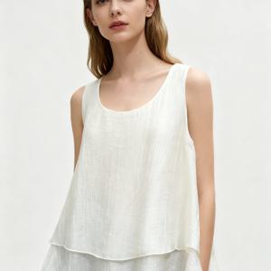 TEMU BK0313034 봄/여름 여성용 스타일리시하고 편안한 캐주얼 민소매 린넨 탑|린넨