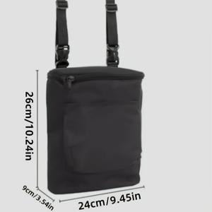 TEMU 대용량 블랙 옥스포드 원단 자전거 및 핸들바 백 (앞 지퍼 포켓 포함) - 조절 가능한 스트랩, 사이클링 필수품을 위한 안전한 잠금장치, 야외 출퇴근 및 모험 라이딩용 세련된 보관 솔루션 | 패브릭, 바이커 액세서리