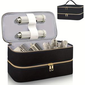 TEMU 더블 레이어 여행 가방, 더블 레이어 헤어 액세서리 여행 가방, 록킹 헤어 스타일링 수트케이스, 헤어 드라이어/샤크 플렉스타일/Dyson 에어백 및 헤어 액세서리용, 선물로 완벽한 선택 (가방만 포함)