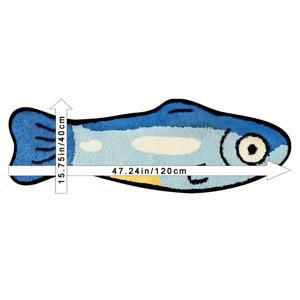 TEMU 1 블루 피쉬 만화 매트, 점무늬 뒷면 플란넬 소재, 홈 데코용, 침실, 현관, 주방에 적합, 세탁 가능하고 기계로 세탁 가능한 매트, 부드럽고 편안한 일상 사용 매트, 가족과 친구를 위한 완벽한 휴일 선물, 집 꾸미기에 이상적!