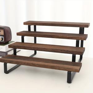 TEMU 다층 쇼 쉘프 - 블랙 월넛 나무 및 스틸 아트 디스플레이 랙, 커피 컵, 책 및 장식용, 금속 프레임이 있는 카운터탑 쉘프, 품질 보증, 커피 쉘프 | 모던 쉘프 디자인 | 내구성 있는 쉘프, 쉘프 장식, 랙|책꽂이