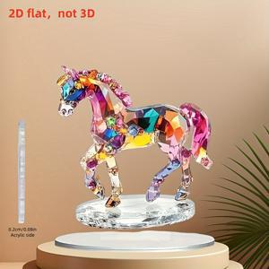 TEMU 2D 플랫 아크릴 말 조각상, 베이스 포함 - 사무실, 거실 및 침실 장식에 완벽 | 이상적인 크리스마스와 발렌타인데이 선물, 파티 테마용, 전기 필요 없음