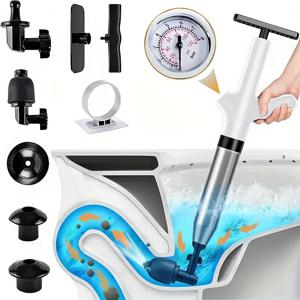 TEMU 1세트 다용도 공기 배출 블래스터: 막힌 파이프, 샤워기 및 싱크대용 고압 플런저. 내구성 강한 금속/플라스틱 구조, 전원 불필요. 하수 시스템 안전 사용 가능