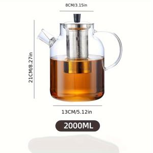 TEMU 대용량 보온 핸들 유리 티포트, 분리형 차주전자 포함 - 오후의 차, 커피, 과일 주스 등에 적합, 스토브탑 호환 및 다양한 용량 선택 가능