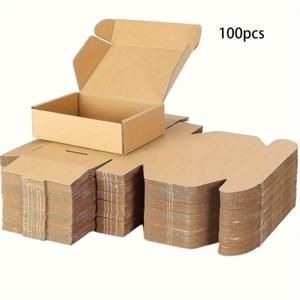 TEMU 100개 내구성 크래프트 종이 선물 상자 - 사각 봉투, 공예 및 보석 포장용, 항공기 디자인 카드보드