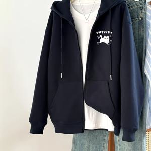 TEMU D90 - 여성용 루즈핏 패셔너블 가디건 후드티 - DXL47