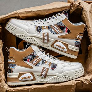 TEMU 1쌍의 랜덤 리본 글자가 있는 하이킹 부츠, 편안하고 스타일리시, 내구성과 가벼운 남성용 신발, 남성 야외 활동, 일상 여행 및 여행 코디에 적합|트레킹화