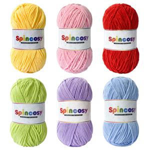 TEMU 크림색 고급 샤넬 실 6개입, 100% 폴리에스터, 총 300g, 부드럽고 피부에 친화적인 크로셰 인형, 가방, 부케, 담요, 옷 등에 사용