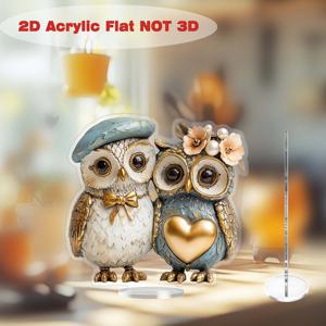 TEMU 2D 평면 인쇄 아크릴 귀여운 올빼미 데스크탑 장식, 가정, 주방 용품 > 홈 데코 > 걸이 및 명판에 적합, 11가지 다양한 기념일에 사용할 수 있는 2D 평면 제품