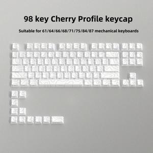 TEMU 화이트 크랙 라인 키캡 - 체리 PC 더블샷 RGB 백라이트 (QWERTY/ASDF/JKL/Enter) | 61/64/68/75/84/87-키 기계식 키보드 호환 | 게이밍 & 오피스용 내구성 강한 웨어-저항 DIY 스위치 전용 캡 (핑크)|키캡|키캡