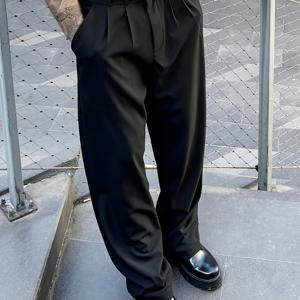 TEMU 남성 캐주얼 레그 팬츠, 루즈핏, 패셔너블, 편안한 라이트 비즈니스, 파티, 사계절용 바지