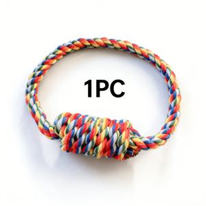 TEMU 1개 대형견용 매듭 강아지 장난감 - 멀티컬러, 강력한 씹기 장난감, 중대형견용 헤비듀티 치실 장난감 키트, 파괴불가 강아지 치아발육 씹기 및 당기기 장난감 세트, 강아지 치아 청소 및 씹기 방지 디자인