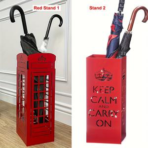TEMU 빨간 우산 스탠드 | 현관, 거실, 발코니, 호텔, 골프 막대 정리대, 크리스마스 선물 보관을 위한 빈티지 철제 전화기 디자인