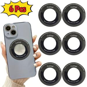 TEMU 3/6/12개 휴대폰 스탠드 패치 (메탈 링 포함), MagSafe 마그네틱 링 호환, 마그네틱 차량용 거치대, 무선 충전 및 데스크탑 사용에 적합. 필수 아이템: 휴대폰 케이스 마그네틱 폰 링 아이폰 17 Pro Max 폰