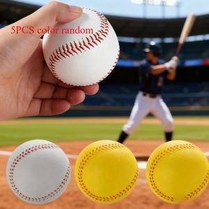 TEMU 5개 소프트 PU 폼 야구공 - 탄성 및 내구성 스포츠 공, 흰색/노란색, 게임에 적합, 훈련에 이상적, 훈련 장비, 훈련 장비, 훈련 공