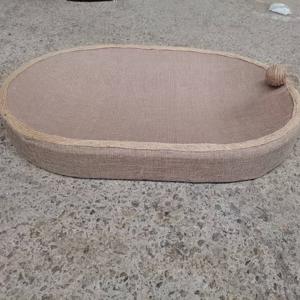 TEMU 대형 고양이 스크래칭 포스트 및 휴식 패드용 특대형 23.62인치 - 털 빠짐 없는 직조 섬유 표면의 튼튼한 타원형 스크래칭 보드, 베이지색, 대형 고양이 및 새끼 고양이를 위해 설계됨 - 세척 용이, 내구성이 뛰어난 재료로 제작된 고양이 가구