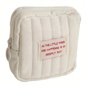 TEMU 여성용 미니 퀼트 메이크업 파우치 - 지퍼 잠금, 귀여운 휴대용 화장품 가방 (립스틱, 이어폰, 생리대 수납 가능) - 컴팩트 퀼트 파우치