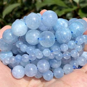 TEMU 6/8/10/12mm 아쿠아 마린 스톤 비즈 보석에 대 한 라운드 루즈 비즈 DIY 목걸이 팔찌 귀걸이 액세서리 만들기