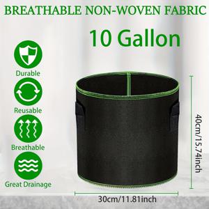 TEMU 5-피스 세트, 11.36/18.93/26.5/37.85/56.78 L, 부직포 심기 백, 두꺼운 부직포 모종 화분, 정원 식물 백, 식물 화분, 토마토 심기 백, 채소, 꽃, 나무, 씨앗 백, 대형 화분, 성장 백, 모종 백, 가드닝 화분, 직사각형 화분 상자, 감자 심기 백, 채소 재배 정원 백, 정원 화분