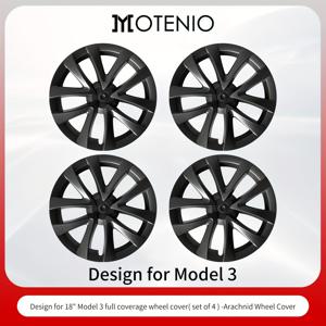 TEMU 테슬라 모델 3 2017-2023용 18인치 아라크니드 휠 커버 퍼포먼스 캡 4개 세트