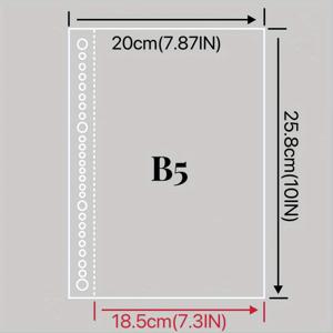TEMU 50개 B5, A3 투명 플라스틱 6층 두꺼운 파일 가방 11구 보호용 접착성 플라스틱 케이스 3구 바인더 PP 표준 플라스틱 페이지 보호대 가정, 사무실 및 학교에 적합