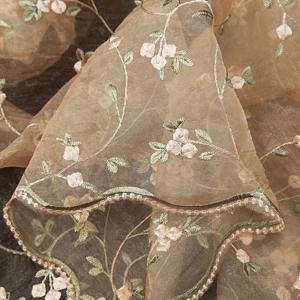 TEMU 1개 오간자 자수 레이스 원단, 웨딩 베일 장식, 커튼 쉬어, 수제 DIY 원단, 폭 51.1인치, 길이 36/108/180인치, 76 GSM 중량