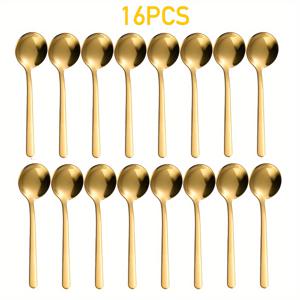 TEMU 8/16개 410 스테인리스 스틸 미니 이탈리안 스푼 귀여운 카푸치노 커피 스푼 10cm 미니 커피 스푼 내구성 있는 양념 스푼 디저트 스푼 소형 커피 스푼/디저트 스푼/양념 스푼 주방/커피숍용