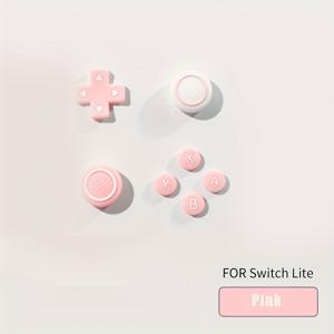 TEMU 스위치 라이트 NS 라이트 콘용 D-pad 크로스 방향 버튼 ABXY 키 스티커 스틱 엄지 스틱 그립 캡 커버 라이트 베이지 케이스