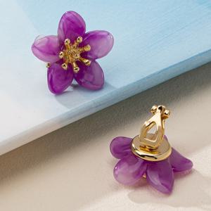 TEMU 여성을 위한 우아한 꽃무늬 아크릴 클립 온 귀걸이 - 니켈 프리 구리 귀바늘, 플라스틱 , 도금 없음 - 일상적인 착용, 데이트, 파티, 결혼식, 졸업식, 비즈니스 및 휴가에 다양하게 사용 가능 (1 쌍)